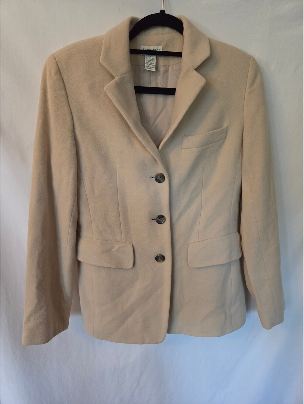 Ann Taylor Wool Cashmere Blazer Women's 4 Beige Tan Tailored Classic Preppy